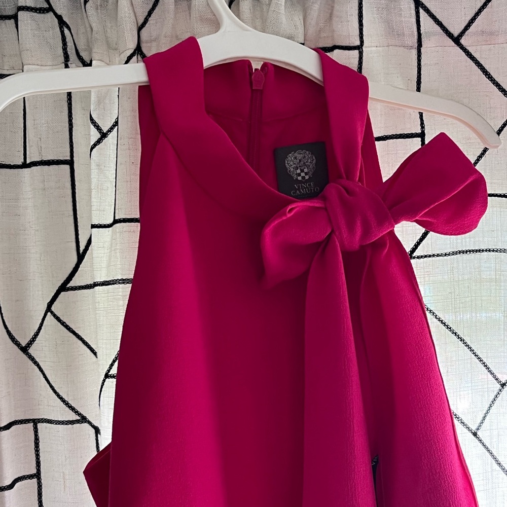 Hot pink/Fuschia Vince Camuto bow neck dress size 8 NWT